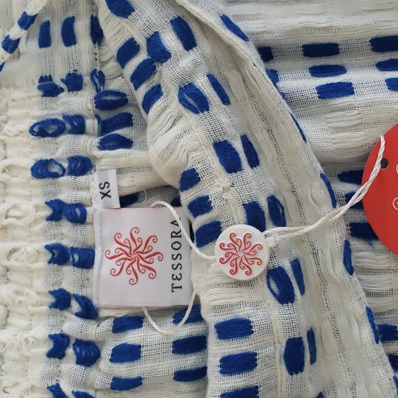 TESSORA Rowan Tiered-Print Pompom Dress XS NWT - Picture 2 of 10